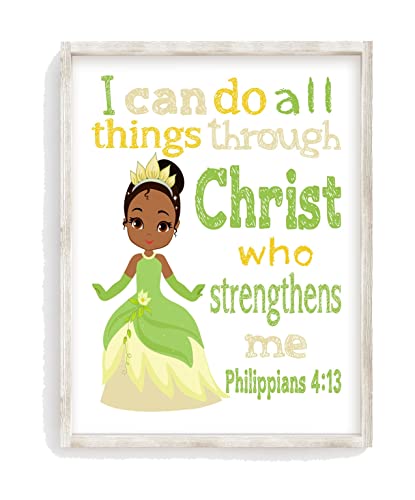 Tiana Princess Christian Nursery Unframed Print I Can Do All Things Through Christ Who Strengthens Me Philippians 4:13