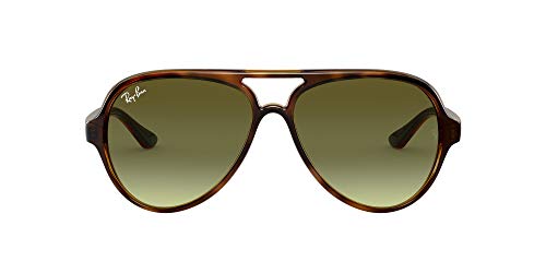 Ray-Ban RB4125 Cats 5000 Aviator Sunglasses, Light Havana/Green Gradient Brown, 59 mm