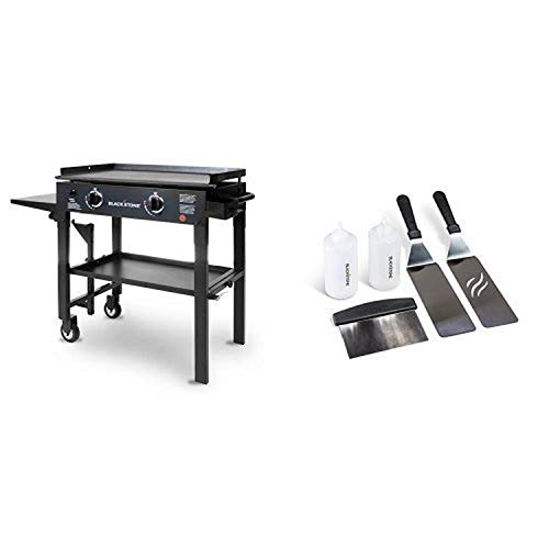 Blackstone 28 inch Outdoor Flat Top Gas Grill Griddle Station – 2-burner – Propane Fueled – Restaurant Grade – Professional Quality with Griddle Tool Kit
