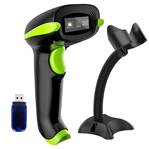 NADAMOO 2D Wireless Barcode Scanner with Stand, Compatible with Bluetooth & 2.4G Wireless & Wired Connection, Cordless QR Code Scanner USB Image Bar Code Reader for Computer Tablet iPhone iPad Android