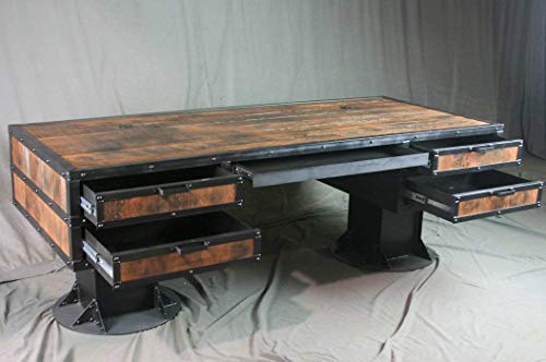 Vintage Industrial Wooden Desk with Drawers – Reclaimed Wood Desk – Urban Style Desk – Industrial Office Furniture – Desk with Storage