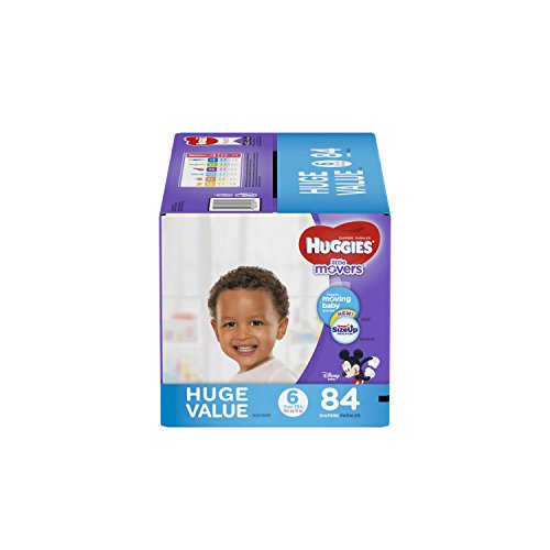 HUGGIES LITTLE MOVERS Diapers, Size 6 (35+ lb.), 84 Ct., HUGE PACK (Packaging May Vary), Baby Diapers for Active Babies