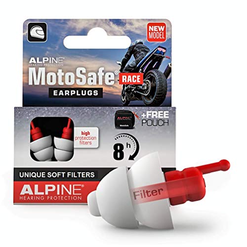 Alpine MotoSafe Race – Motorcycle Ear Plugs for Wind Noise Reduction – Motorcycle Hearing Protection – Ultra Soft Audible Filter Hearing Protection for Motorcycle – 1 Pair