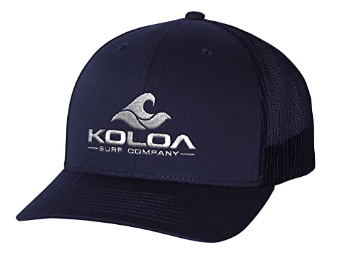 Koloa Surf Wave Classics Retro Trucker Cap – Mesh Snapback Hat-Navy/w