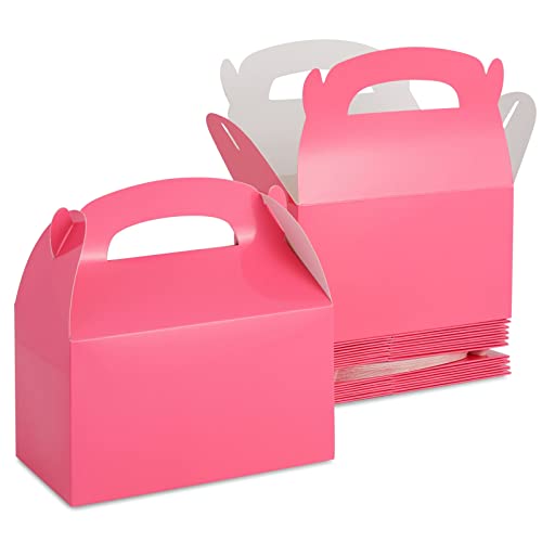 BLUE PANDA 24-Pack Pink Party Favor Boxes with Handles, Gable Boxes for Party Favors, Kids Birthday, Wedding, Baby Shower, Anniversaries, Valentines, Engagement (6.2×3.5×3.6 in)