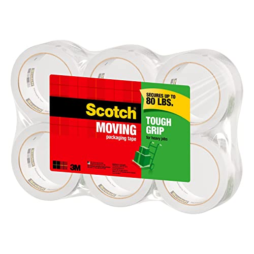 Scotch Tough Grip Moving Packaging Tape, 1.88″ x 43.7 yd, Designed for Moving and Packing, Strong Hold on All Box Types Including Recycled, 3″ Core, Clear, 6 Rolls (3500-40-6) | The Storepaperoomates Retail Market - Fast Affordable Shopping