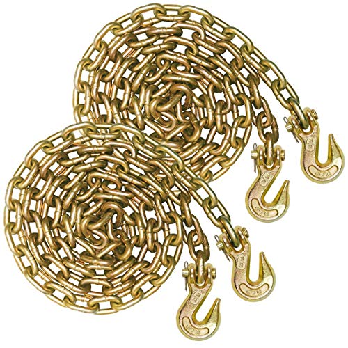 VULCAN Binder Chain with Clevis Grab Hooks – Grade 70-3/8 Inch x 20 Foot – 2 Pack – 6,600 Pound Safe Working Load
