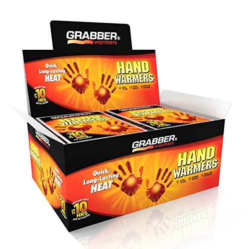 Grabber Hand Warmers – Long Lasting Safe Natural Odorless Air Activated Warmers – Up to 10 Hours of Heat – 40 Pair