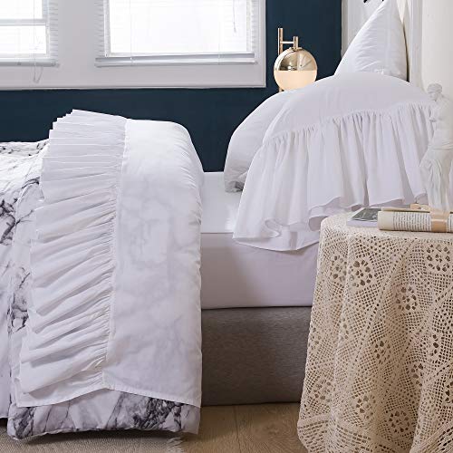 Queen’s House White Ruffles Bed Sheets Set Cotton Queen Size Sheets-Style G