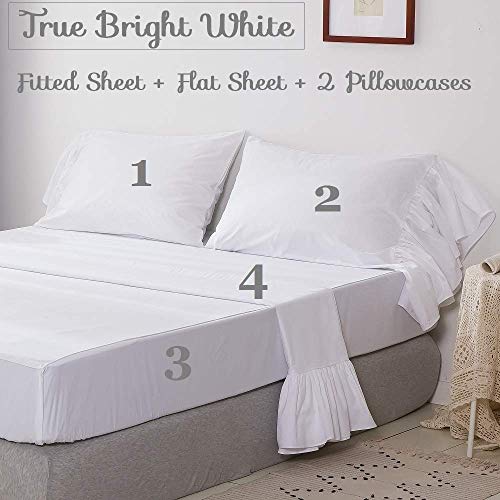 Queen’s House White Ruffles Bed Sheets Set Cotton Queen Size Sheets-Style G | The Storepaperoomates Retail Market - Fast Affordable Shopping