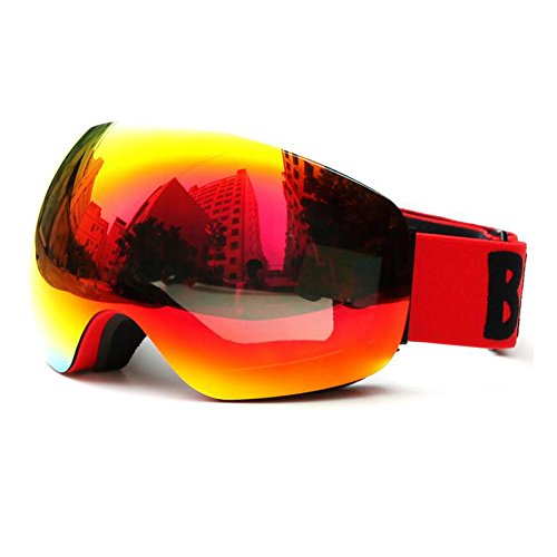 benice Polarized Ski Goggles Men Skiing Glasses Women 100% UV400 Anti-Burst Double Anti-Fog Big Spherical Snowboard Hiking Eyewear Mask (Red)
