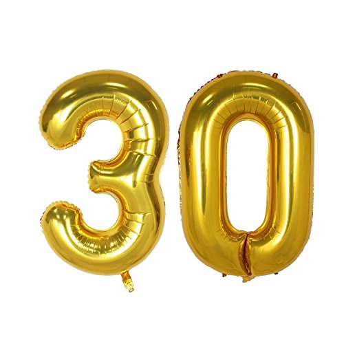 40inch Gold Number 30 Balloon Party Festival Decorations Birthday Anniversary Jumbo foil Helium Balloons Party Supplies use Them as Props for Photos (40inch Gold Number 30)
