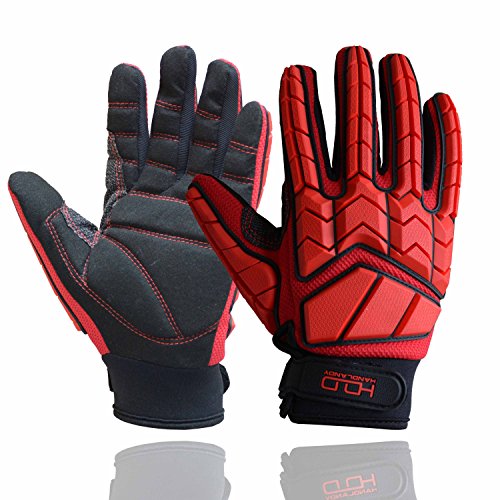 HANDLANDY Anti Vibration Gloves, SBR Padding, TPR Protector Impact Gloves, Men Mechanic Work Gloves (Extra Large)