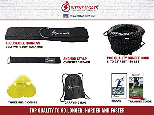 INTENT SPORTS 360° Dynamic Speed Resistance and Assistance Trainer Kit 8 Ft. Strength 80 Lb Resistance Running Bungee Band (Waist). Solo or Partner. Multi-Sport Maximize Power, Strength, Speed! eBook! | The Storepaperoomates Retail Market - Fast Affordable Shopping