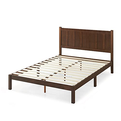 Zinus Adrian Wood Rustic Style Platform Bed with Headboard / No Box Spring Needed / Wood Slat Support, King