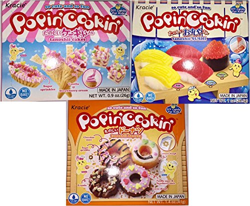 Popin’ Cookin’ DIY Candy Kit (3 Pack Variety) – Tanoshii Cakes, Sushi and Donuts