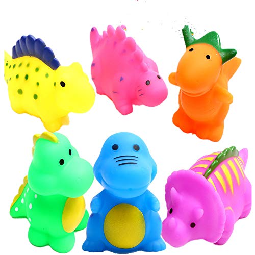 Bathtub Toys Dinosaur Baby Bath Toys Christmas Kids Fun Squirt Toys Floating Bathroom Toys Assorted Colors (6)