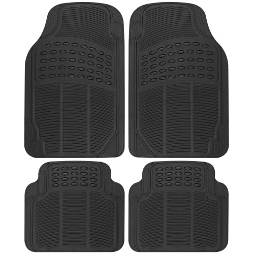 BDK All Weather Rubber Floor Mats for Car SUV & Truck – 4 Pieces Set (Front & Rear), Trimmable, Heavy Duty Protection