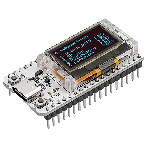 MakerFocus ESP32 Development Board WiFi Bluetooth Support Integrated 2.4GHz PCB Antenna CP2102 with 0.96” OLED Display for Ar duino NodeMCU Intelligent Scenes