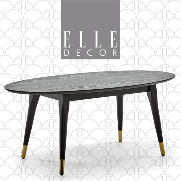 Elle Decor Clementine Mid-Century Modern Living Room Furniture Collection, Oval Coffee Table, Cocoa 39.37 in x 19.69 in x 15.75 in