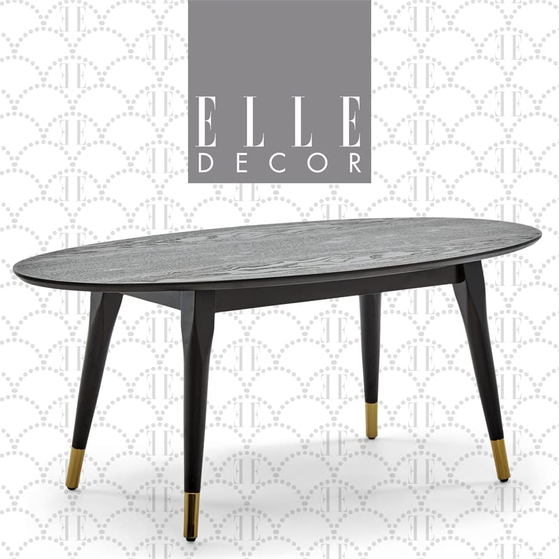 Elle Decor Clementine Mid-Century Modern Living Room Furniture Collection, Oval Coffee Table, Cocoa 39.37 in x 19.69 in x 15.75 in | The Storepaperoomates Retail Market - Fast Affordable Shopping
