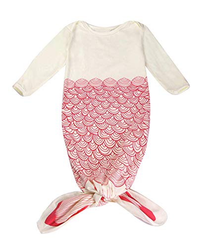 Mrotrida Newborn Swaddle Blanket Cute Baby Onesies Sleep Bag Mermaid Long Sleeves Print Sleepwear Small Rose