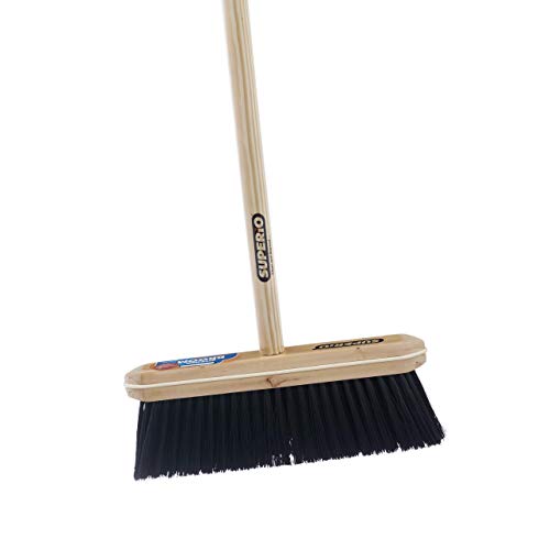 Superio Kitchen Broom Premium Black Tampico Bristles, Wood USA Handle, Heavy Duty Household Broom – Easy Swiping Dust and Wisp, Home, Kitchen Bedroom, Lobby, Floors and Corners