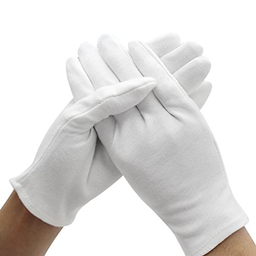 Amariver White Cotton Gloves, 6 Pairs 9.4” Extra Large Size 12 Pcs Gloves