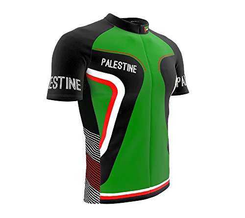 ScudoPro Palestine Full Zipper Bike Short Sleeve Cycling Jersey for Men – Size L Multicolored