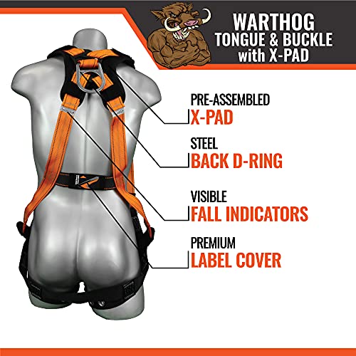 Malta Dynamics Warthog Safety Harness Fall Protection, Tongue Buckle Legs & X-Pad, Full Body Harness, OSHA/ANSI/CSA Compliant (Tongue Buckle Legs & X-Pad, Large-XLarge) | The Storepaperoomates Retail Market - Fast Affordable Shopping