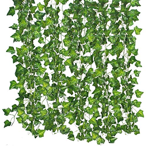 83 Ft (12pcs) Artificial Greenery Fake Ivy Leaves Hanging Vine Plant Garland for Garden Wedding Party Home Wall Decoration