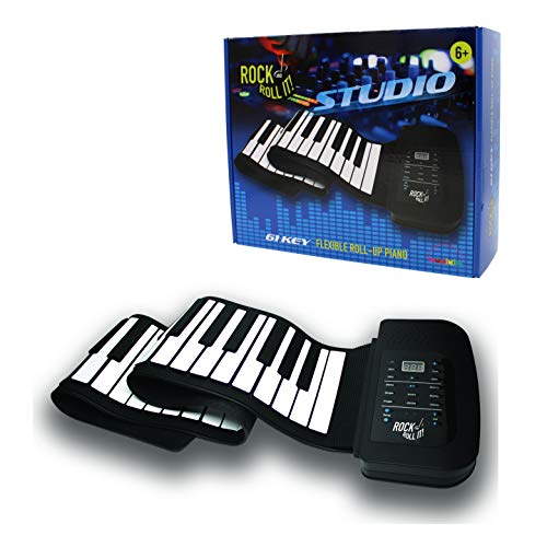 Rock and Roll It – Studio Piano. Roll Up Flexible USB MIDI Piano Keyboard for Kids & Adults. 61 Keys Portable Controller Keyboard. Foldable Silicone Piano Pad with Built-in Speaker