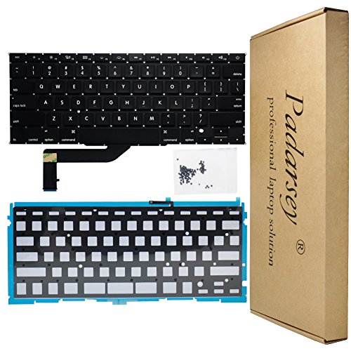 Padarsey Replacment US Layout Backlit Keyboard Compatible with MacBook Pro 15″ A1398 2013 2014 2015 Retina W/Screws(2013 Year Just can fit Late)