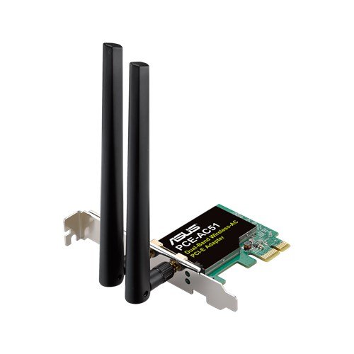 ASUS AC750 Dual Band PCIe WiFi Adapter (PCE-AC51) – Compatible with PCIe x1/x16 slot, Detachable Antennas for Flexible Placement, Easy Setup, Supports Window Windows 10/8.1/7, Linux