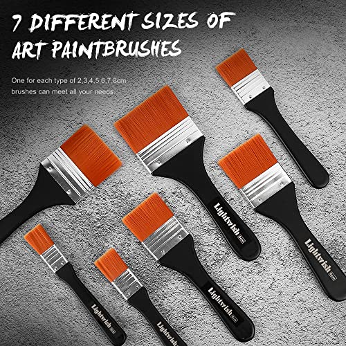 LIGHTWISH Set of 7 Flat Paint Brushes for Applying Gesso, Acrylic Paint, Oil Paint, Watercolor | The Storepaperoomates Retail Market - Fast Affordable Shopping