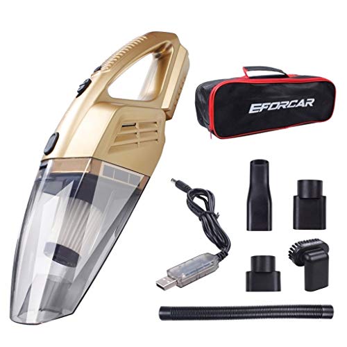 EFORCAR Cordless Car Vacuum Cleaner, Dust Buster with 12V 2200mAh Rechargeable Battery, 3KPA Powerful Suction Portable Hand Held Vacuum Cleaner with Carry Bag