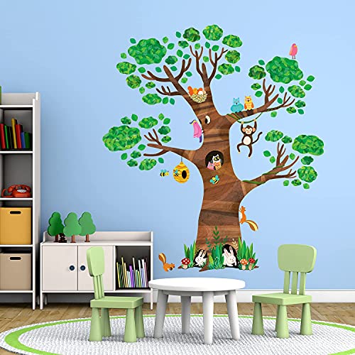 DECOWALL DL-1709 Giant Tree and Animals Kids Wall Stickers Wall Decals Peel and Stick Removable Wall Stickers for Kids Nursery Bedroom Living Room décor | The Storepaperoomates Retail Market - Fast Affordable Shopping