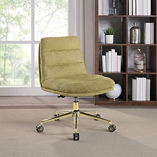 OSP Home Furnishings Legacy Mid-Century Modern Padded Scoop Office Chair with 360 Degree Swivel, Olive Fabric
