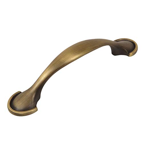 Cosmas 25 Pack 6632BAB Brushed Antique Brass Cabinet Hardware Handle Pull – 3″ Inch (76mm) Hole Centers