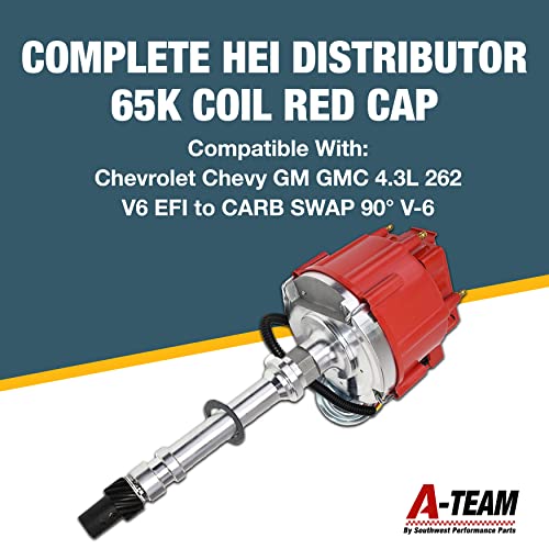 A-Team Performance – Complete HEI Distributor 65K Coil 7500 RPM – Compatible With Chevrolet Chevy GM GMC 4.3L 262 V6 EFI to CARB SWAP 90° V-6 One Wire Installation Red Cap | The Storepaperoomates Retail Market - Fast Affordable Shopping