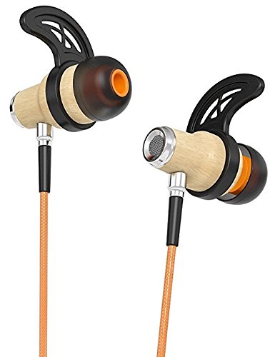 Symphonized NRG 2.0 Bluetooth Wireless Wood in-Ear Noise-isolating Headphones, Earbuds, Earphones with Mic & Volume Control (Orange)