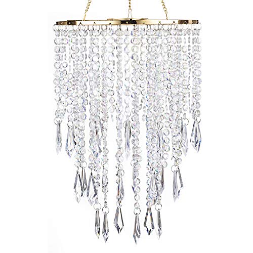 Sunli House Modern Mini Chandelier Shade,H12.9 X W8.66 Chandelier Light Fixture Sparkling Decorations for Wedding Centerpiece Lampshade with Acrylic Jewel Droplets