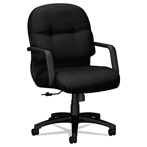 HON Pillow-Soft Mid-Back Office Chair with Arms Fabric: Black