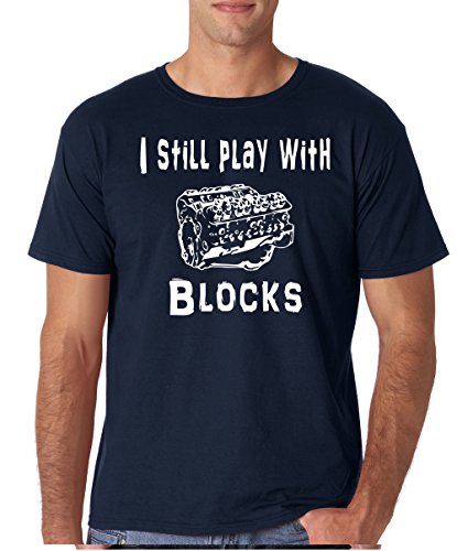 CBTWear I Still Play with Blocks – Mechanic Engine Block Funny Gift for Car Enthusiast Men’s T-Shirt (Medium, Navy)