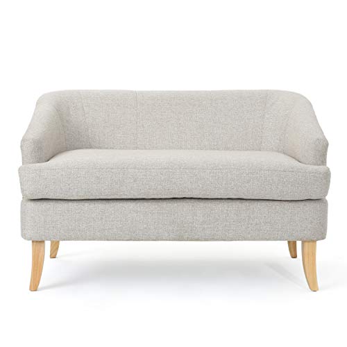 GDFStudio Christopher Knight Home Sheena Mid-Century Modern Fabric Loveseat, Beige / Natural