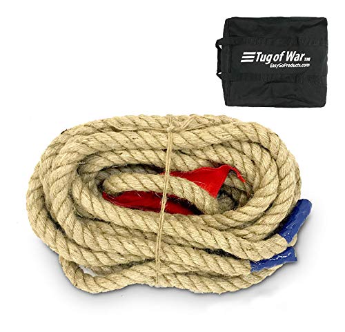 EASYGO 33 Foot TUG of WAR Rope with Flag – Kids and Adults Family Game – Team Building – Soft Rope – Professional Long Lasting – Extra Thick for Easier GRIPPING
