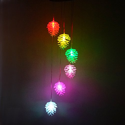Color Changing Solar Power Wind Spinner Mobiles Light for Home Garden Patio Lawn Landscape Pond Pool Yard Decor, Pine Cones LED Night Light Hanging Lamp (Pine Cones)