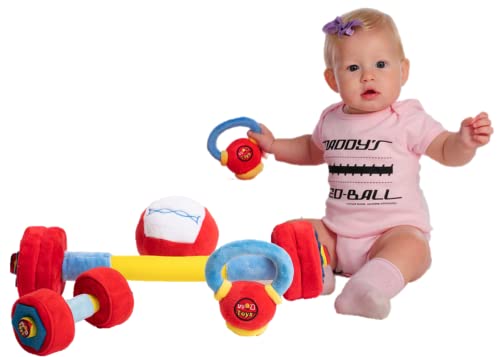 WOD Toys Baby Fitness Plush Set with Rattles & Sensory Sounds – Safe, Durable Fitness Toys for Newborns, Infants and Babies 0+