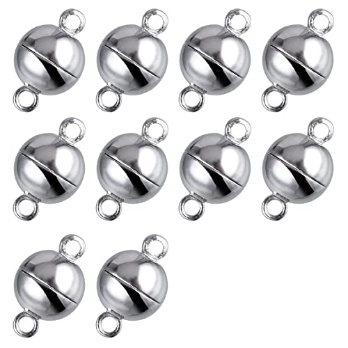 10 Pieces Jewellery Magnetic Clasps. Round Magnetic Clasps for Bracelets and Necklaces, 8 mm