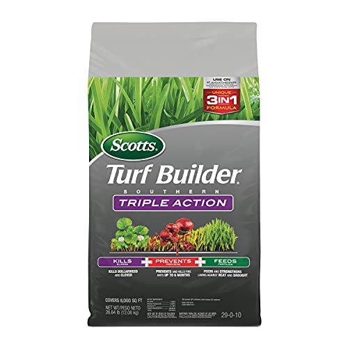 Scotts Turf Builder Southern Triple Action – Combination Weed Killer, Fire Ant Preventer, and Fertilizer, 26.64 lbs., 8,000 sq. ft.